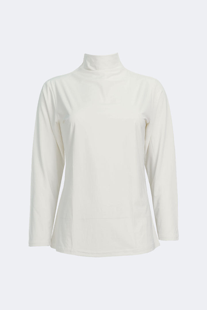 Tencel Inner High Neck Long Sleeve T-Shirt Off White