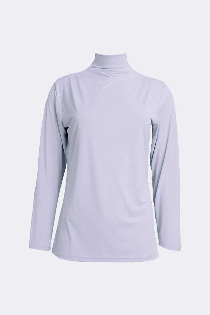 Tencel Inner High Neck Long Sleeve T-Shirt Soft Purple