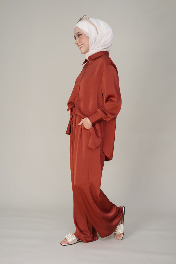 Eloise Satin Pants Brick Orange