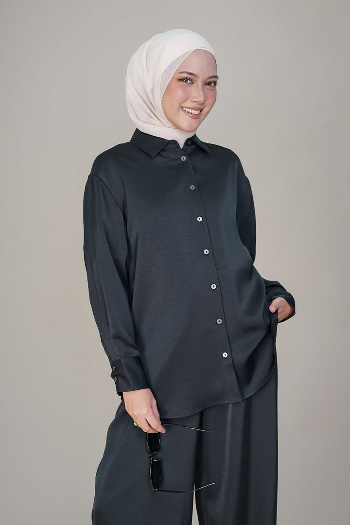 Eloise Satin Blouse Black