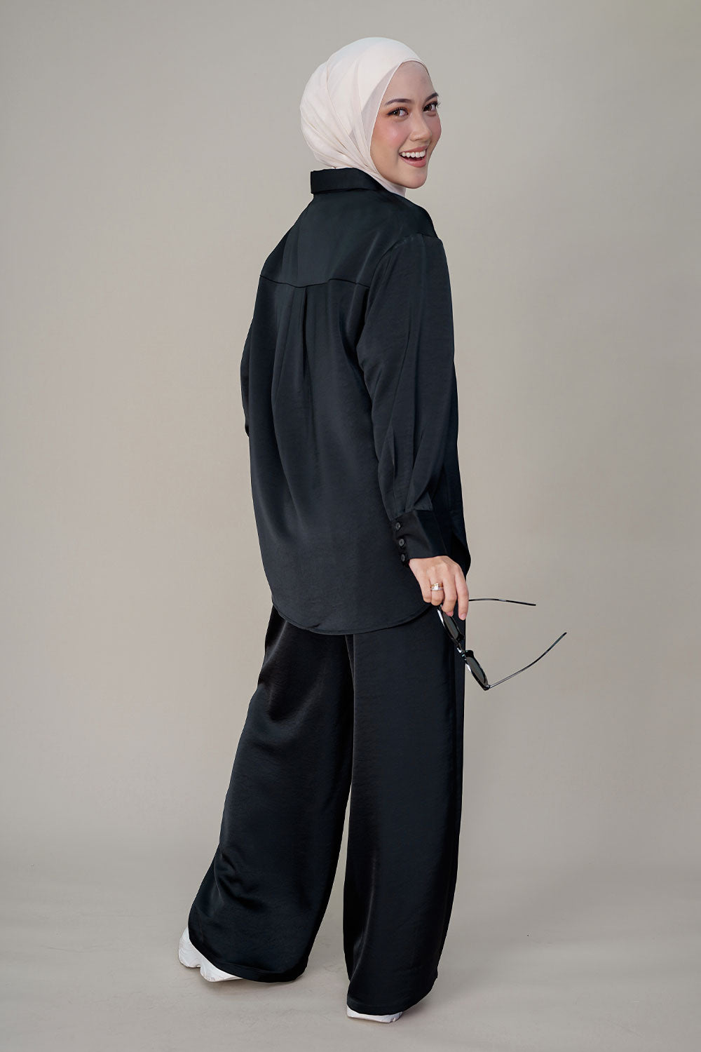Eloise Satin Blouse Black