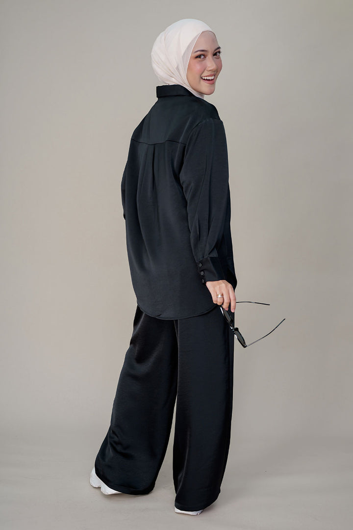 Eloise Satin Blouse Black