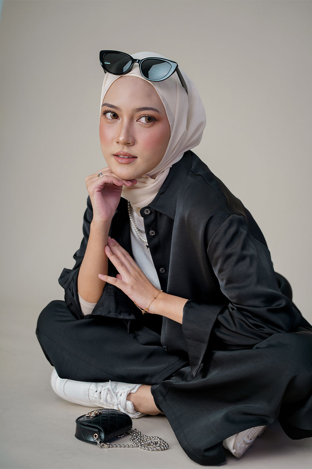 Eloise Satin Blouse Black