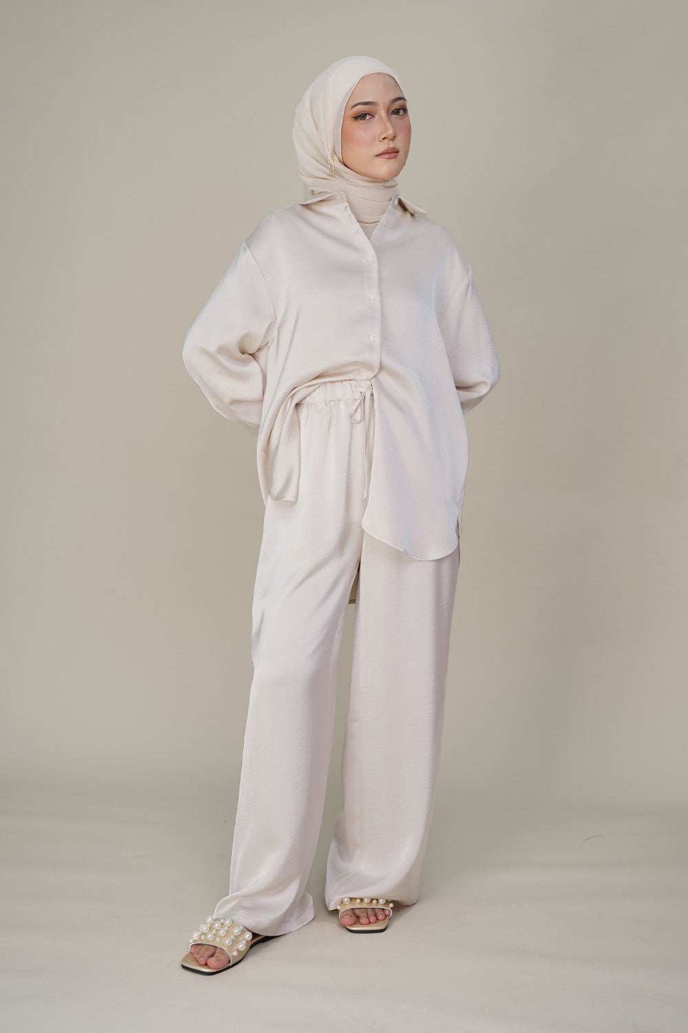 Eloise Satin Blouse Beige