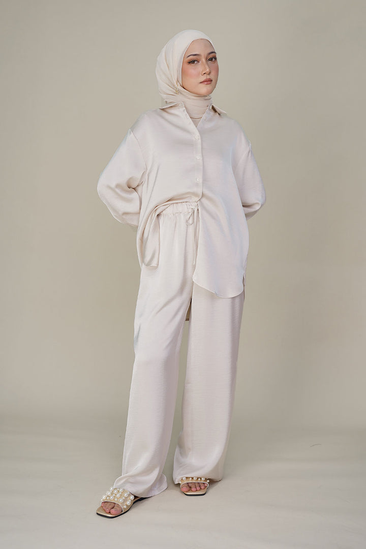 Eloise Satin Blouse Beige