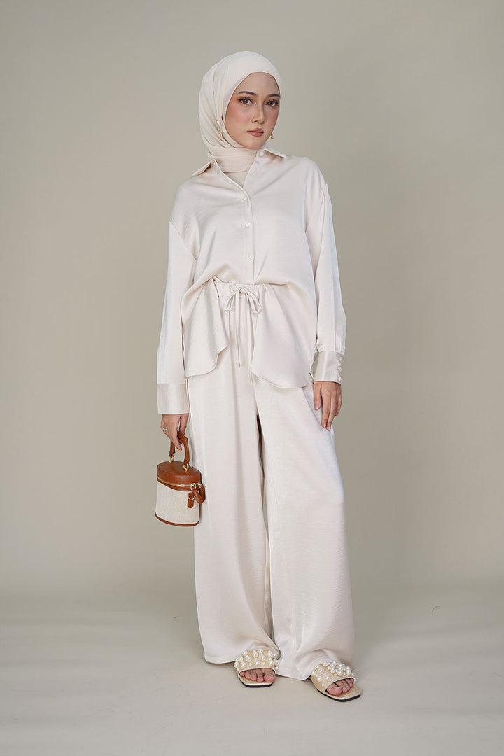 Eloise Satin Blouse Beige