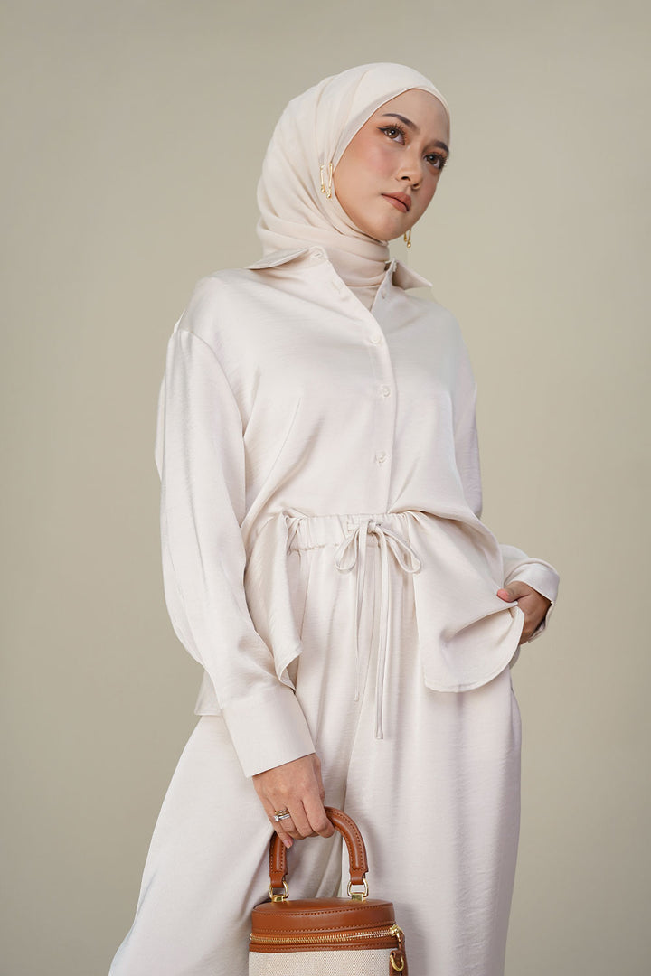 Eloise Satin Blouse Beige