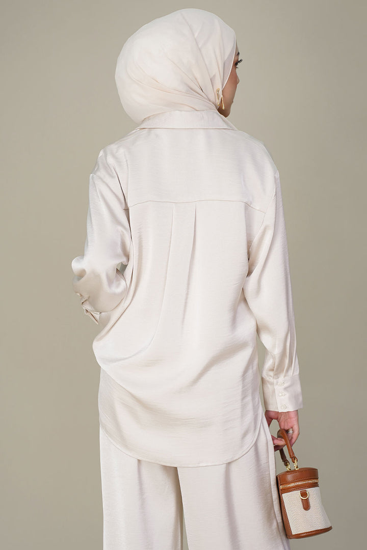 Eloise Satin Blouse Beige
