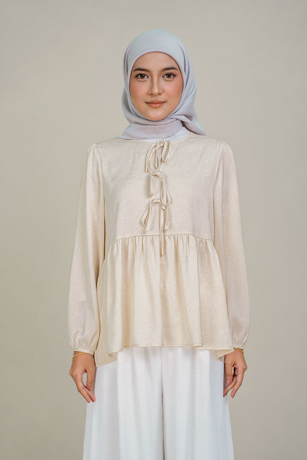 Jane Ruffle Top Beige