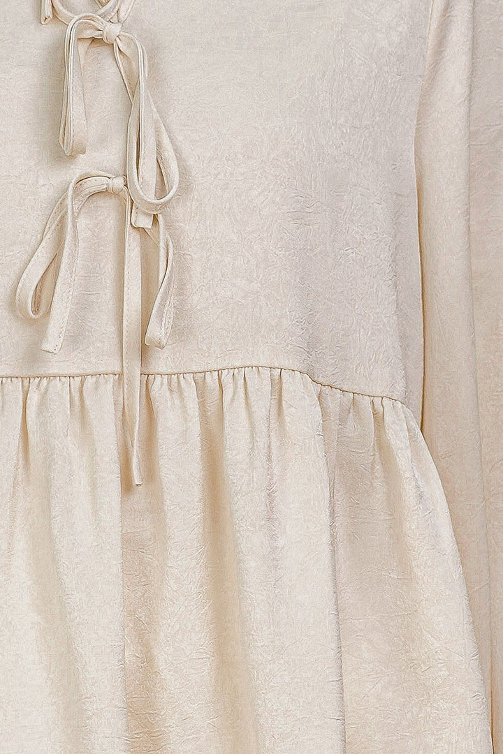 Jane Ruffle Top Beige