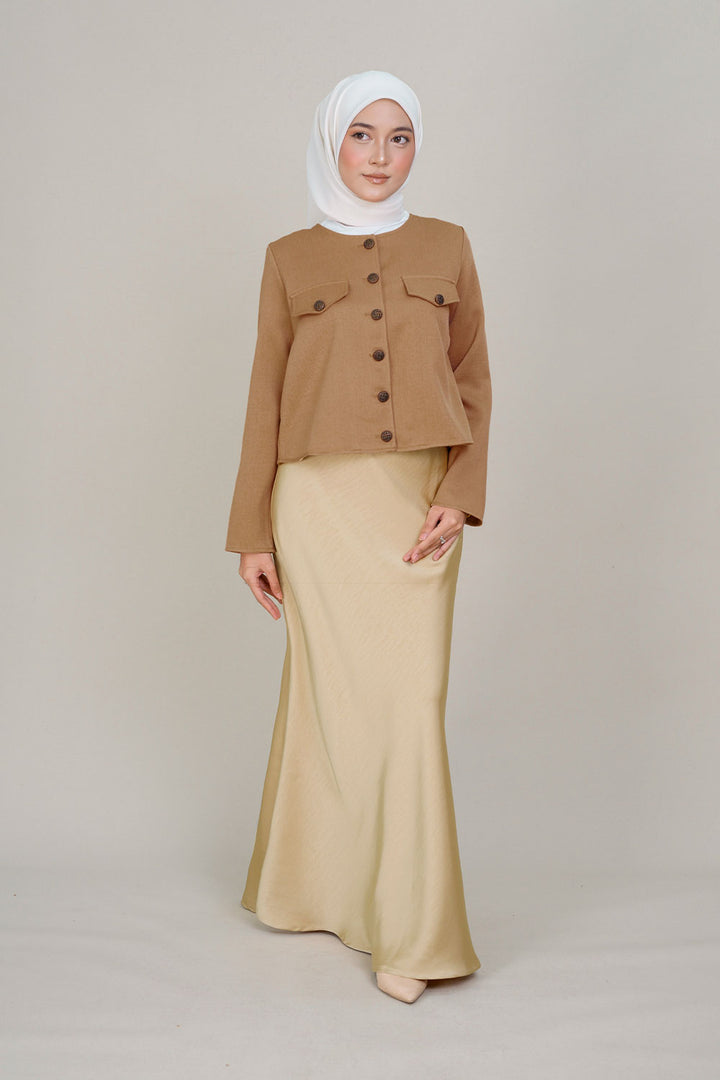 Anita Plain Tweed Crop Top Latte