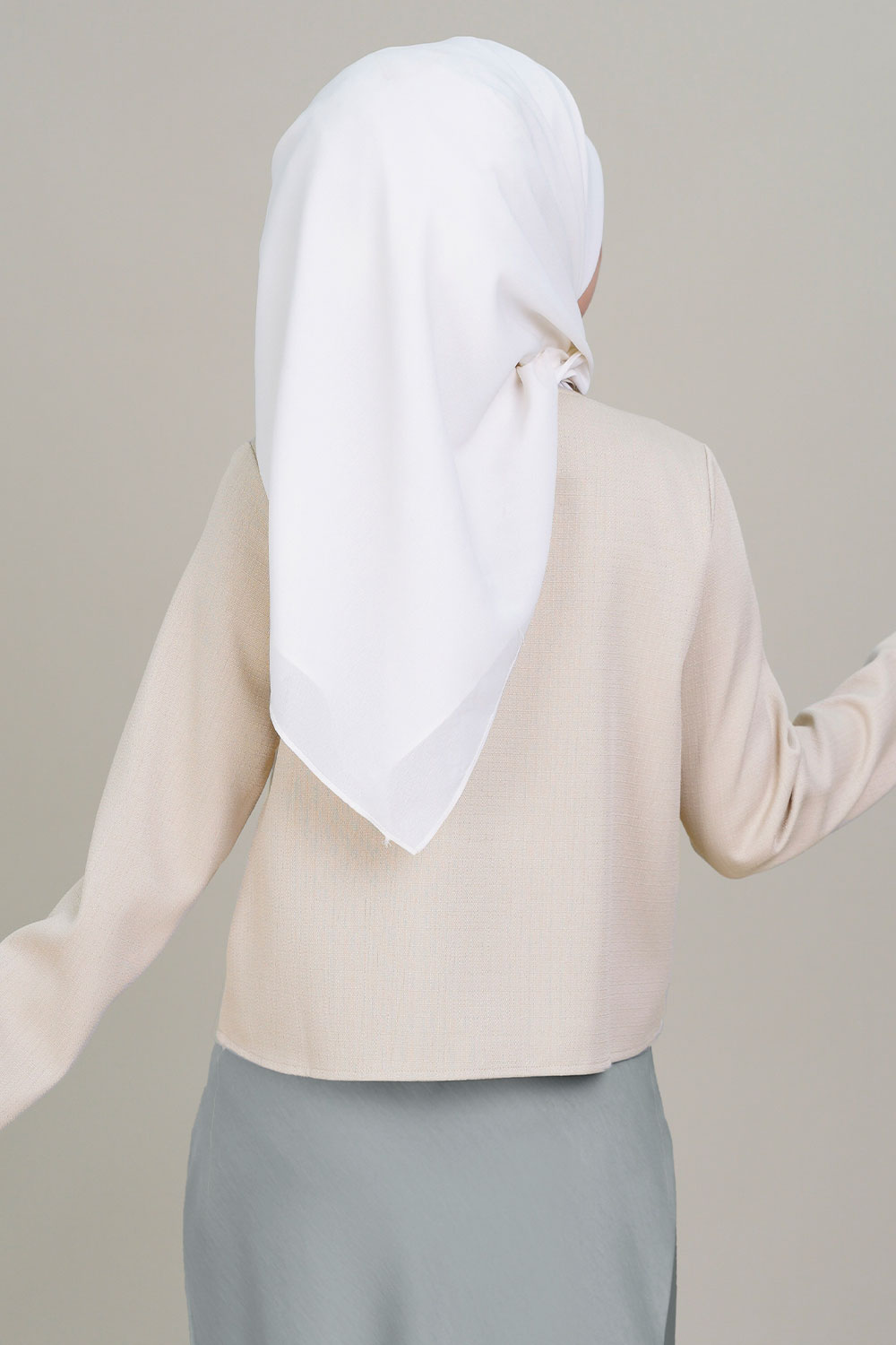 Anita Plain Tweed Crop Top Light Beige