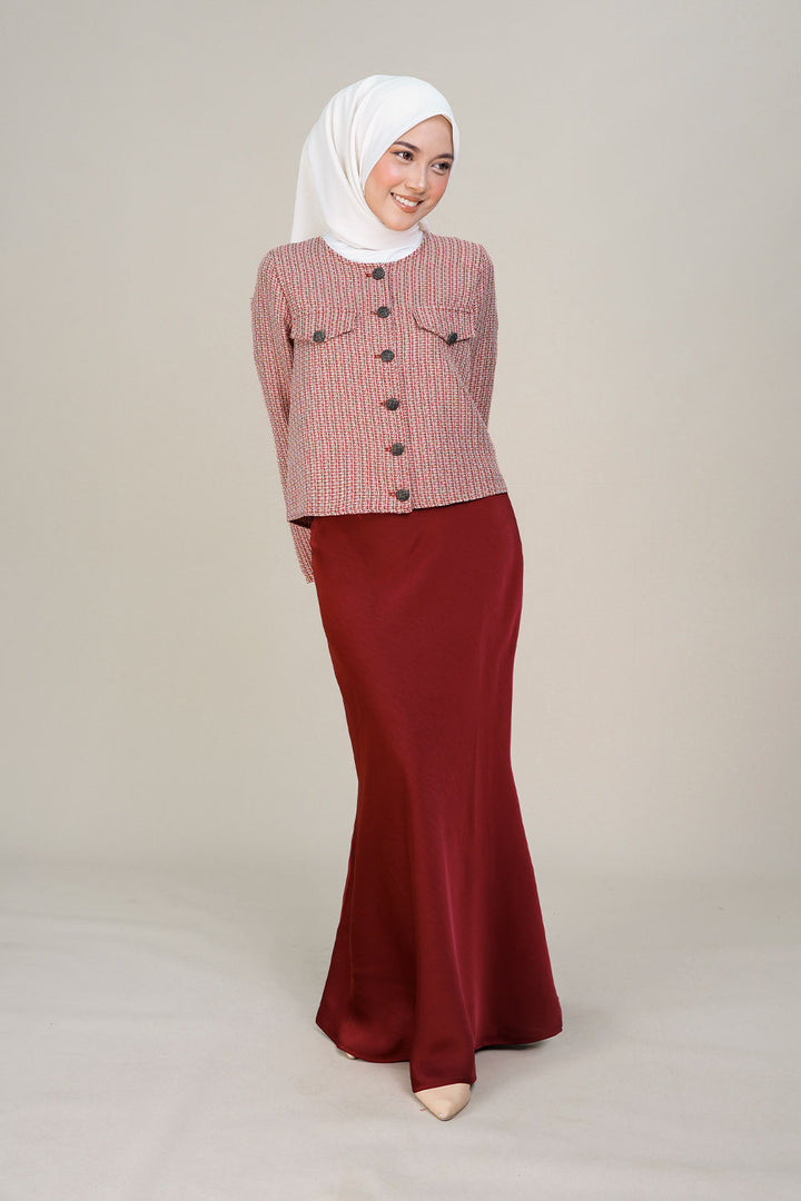 Marina Satin Skirt Red Paprika