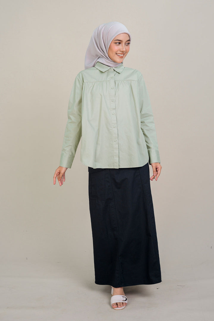 Plein Oversized Top Dusty Green
