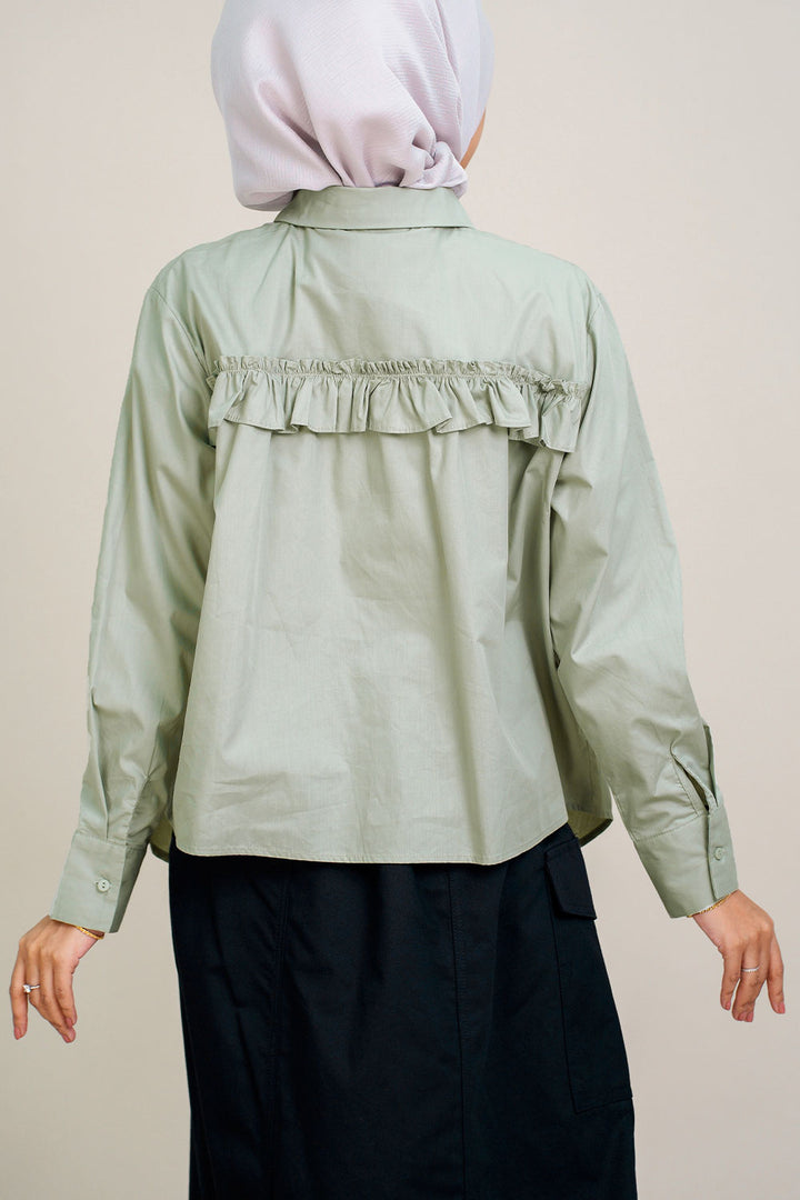Plein Oversized Top Dusty Green