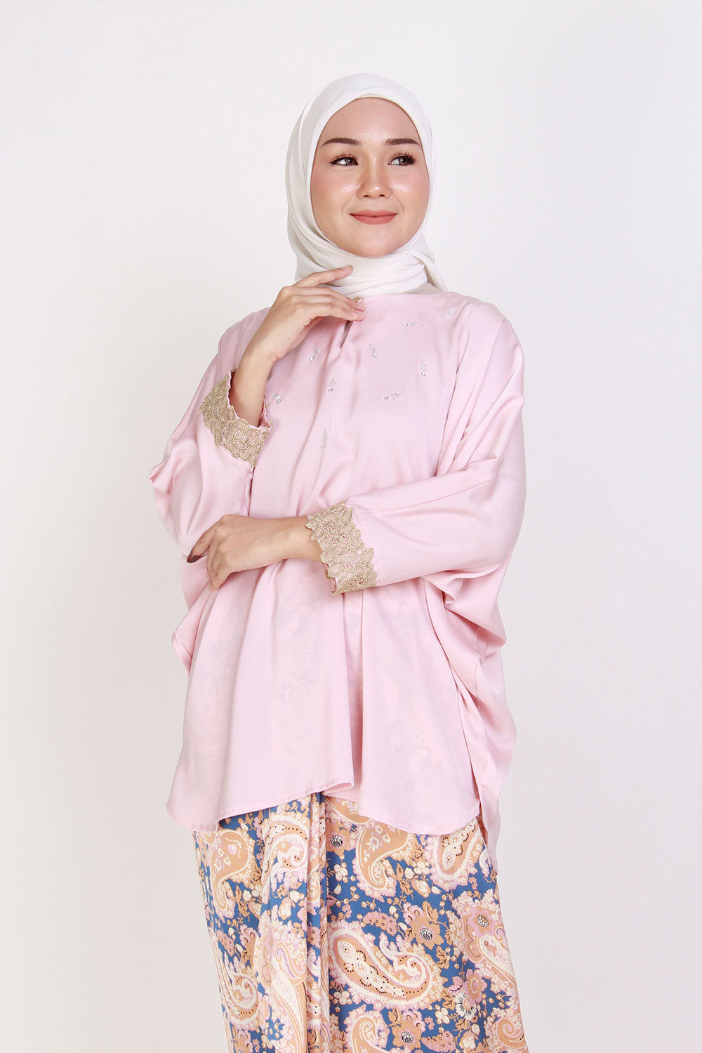 Dewi Plain Batwing Blouse Pink