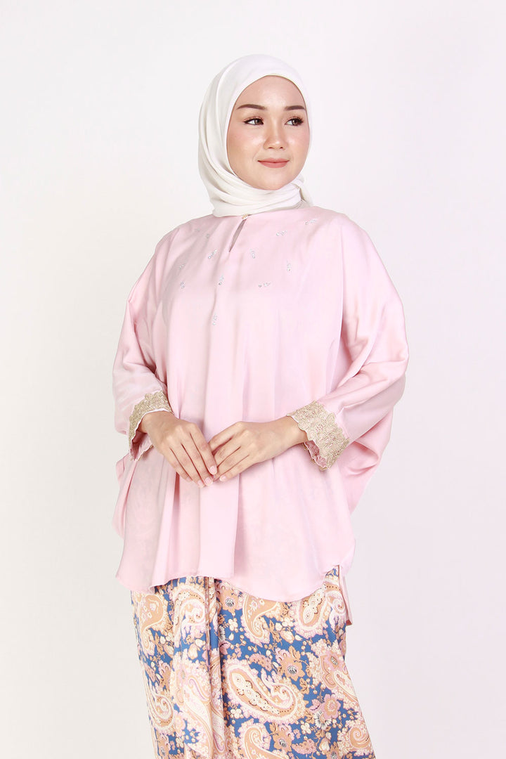 Dewi Plain Batwing Blouse Pink