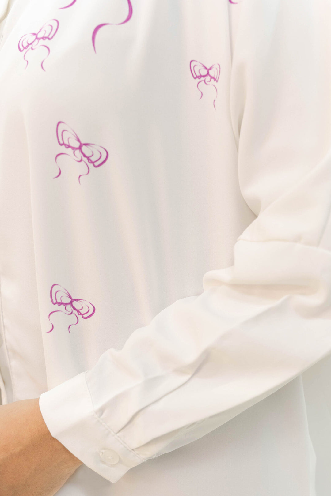 Vya Georgette Bow Shirt Off-White