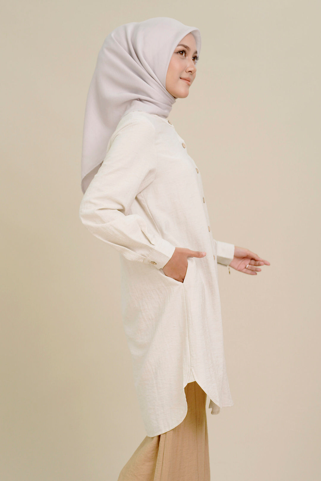 Boneta Long Blouse Light Beige