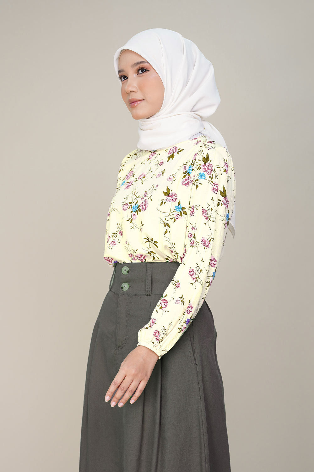 Rayon E Printed Cream