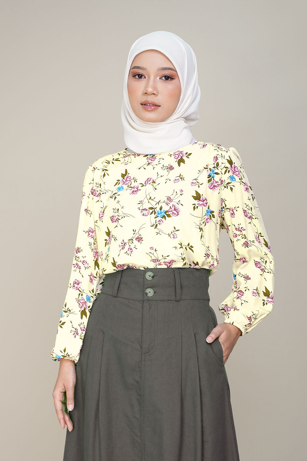 Rayon E Printed Cream