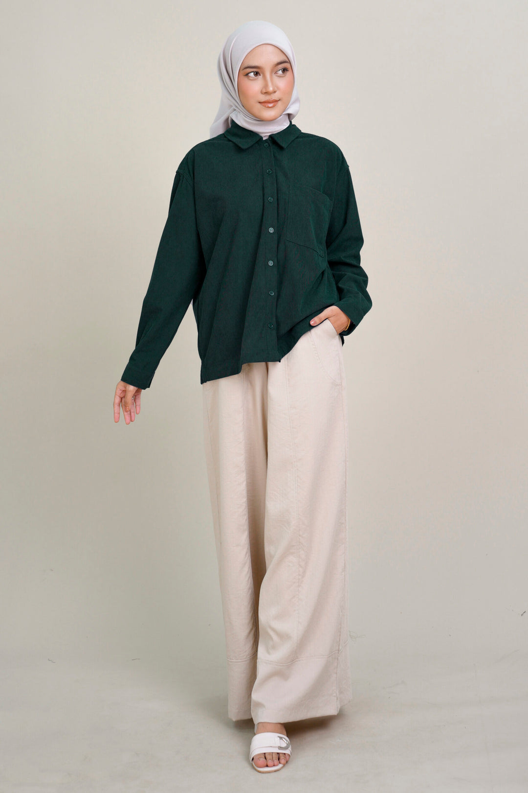 Luna Corduroy Blouse Green