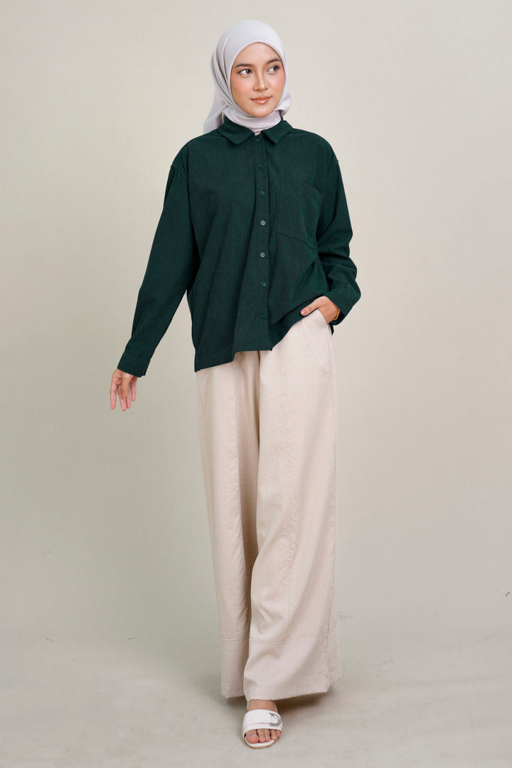 Luna Corduroy Blouse Green