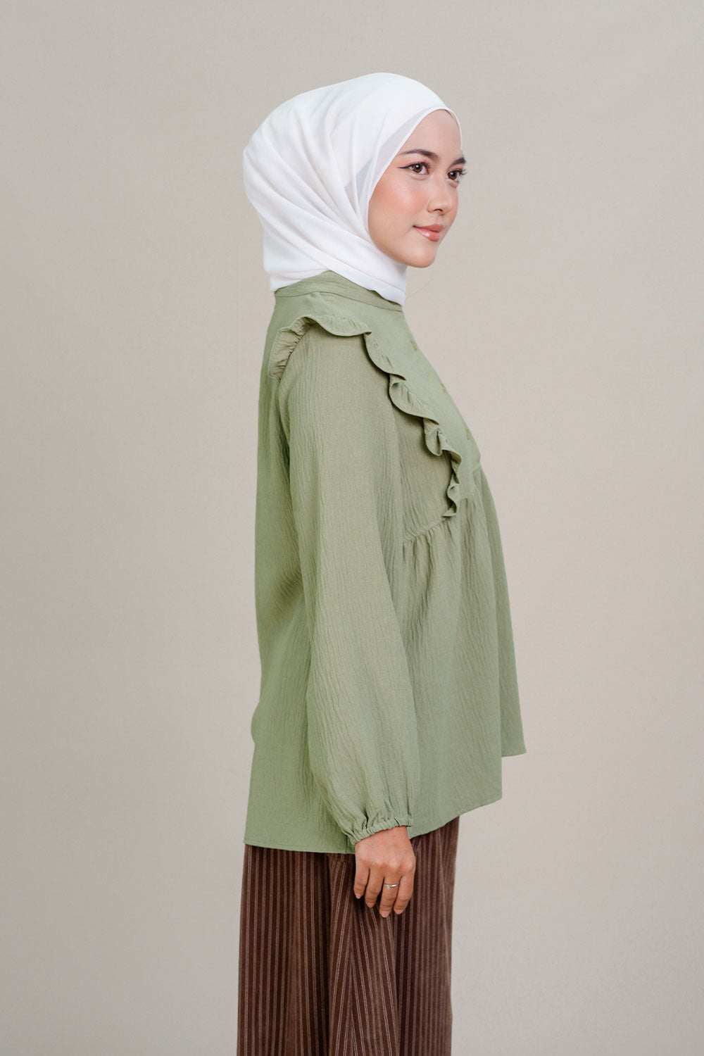 Nadia Ruffle Blouse Green