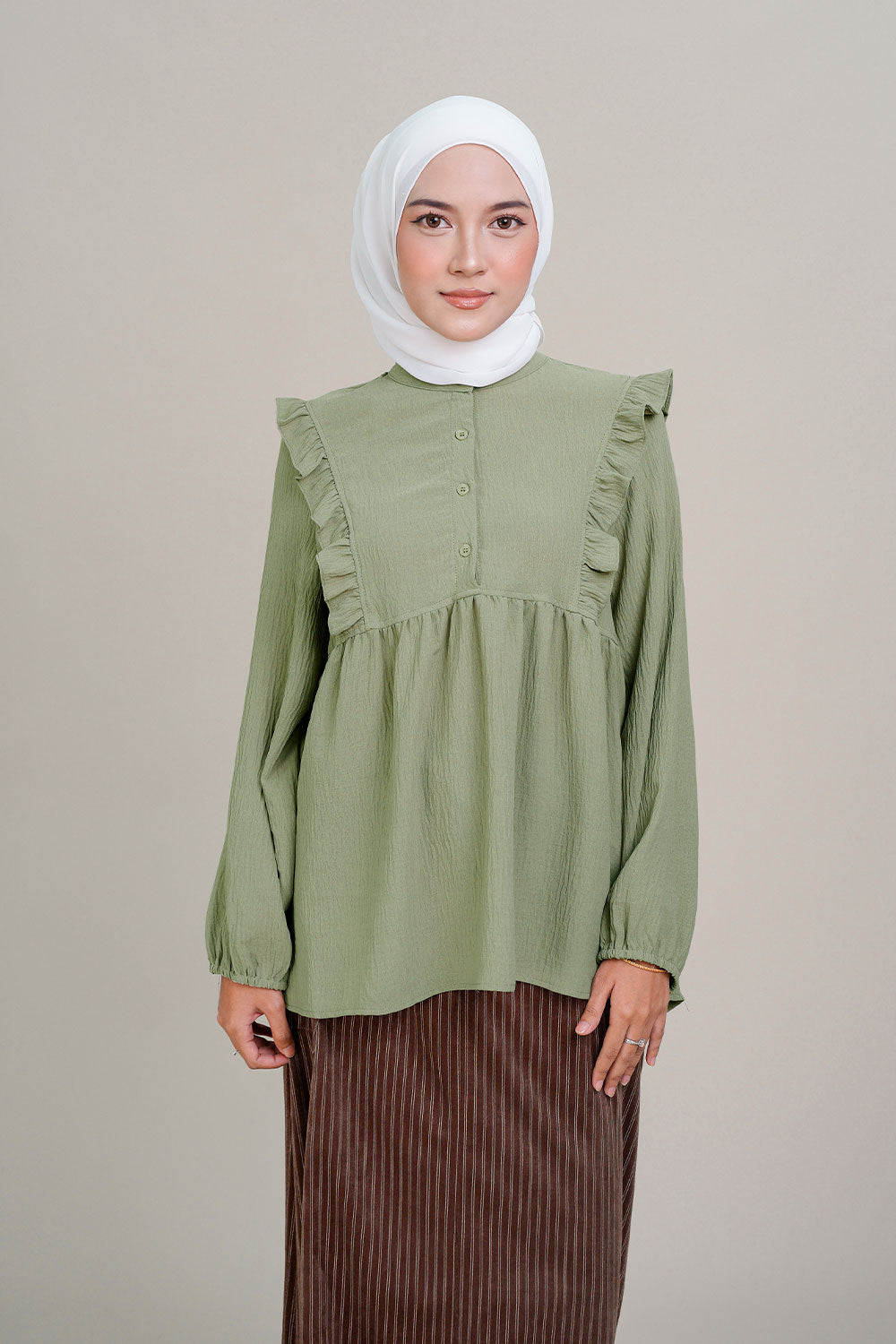 Nadia Ruffle Blouse Green