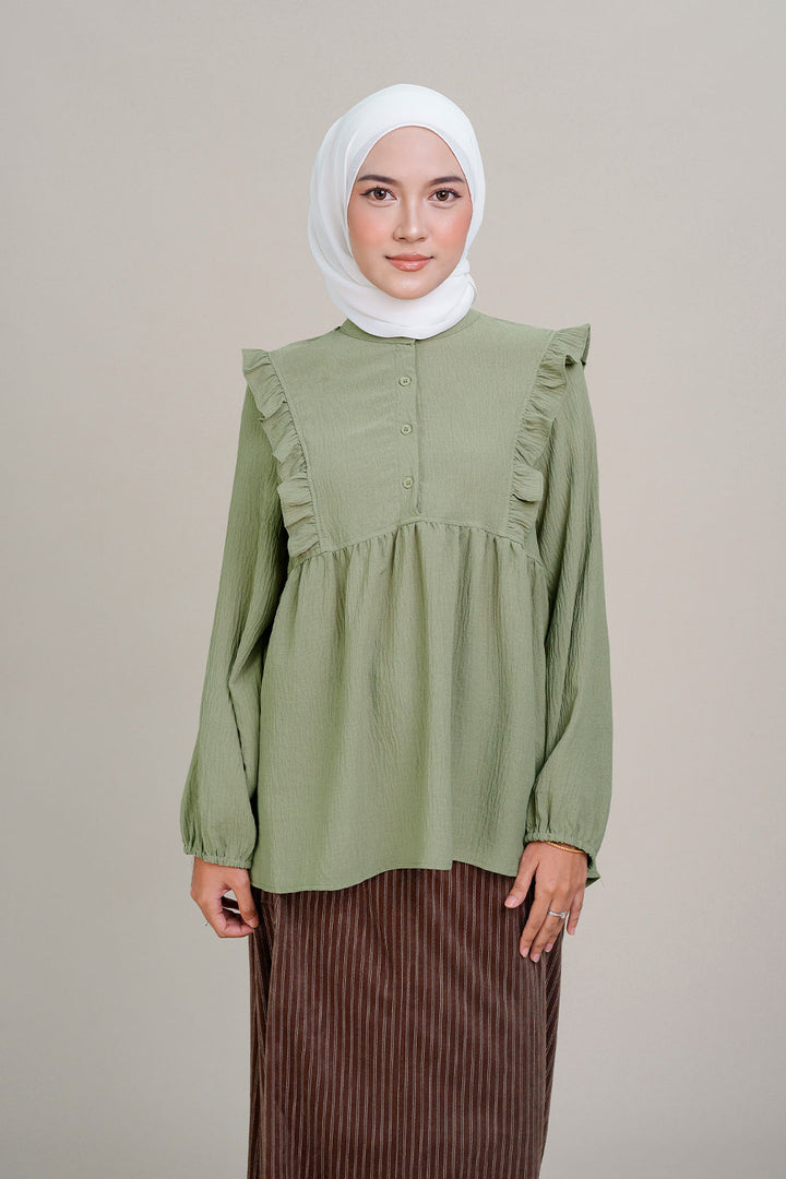 Nadia Ruffle Blouse Green