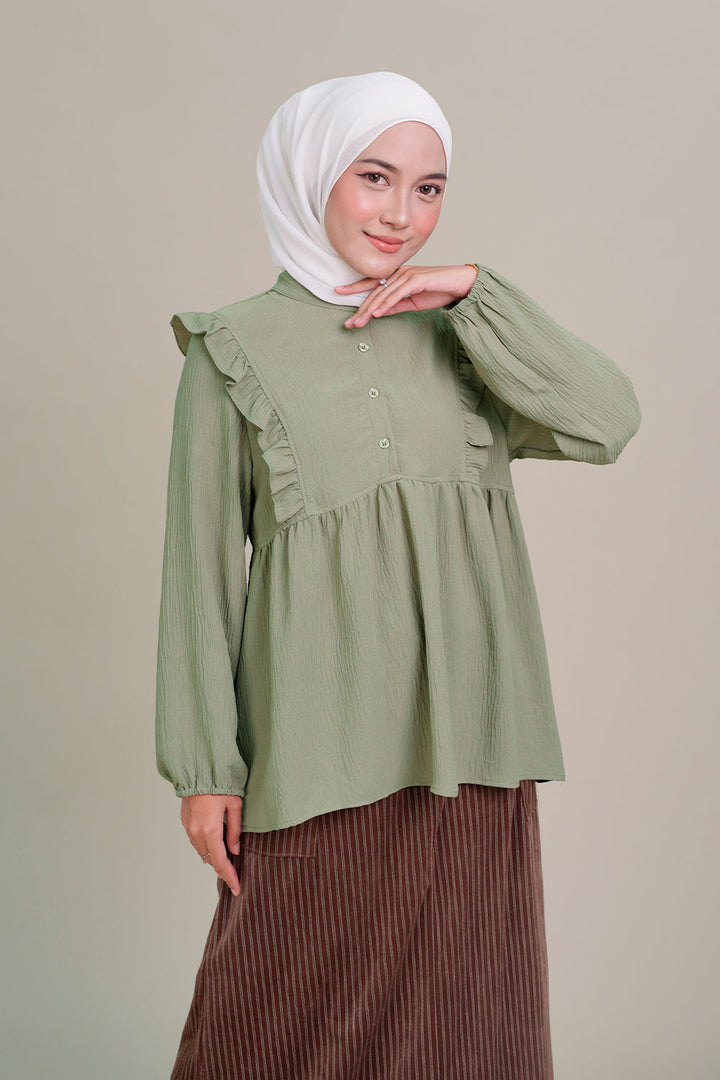 Nadia Ruffle Blouse Green