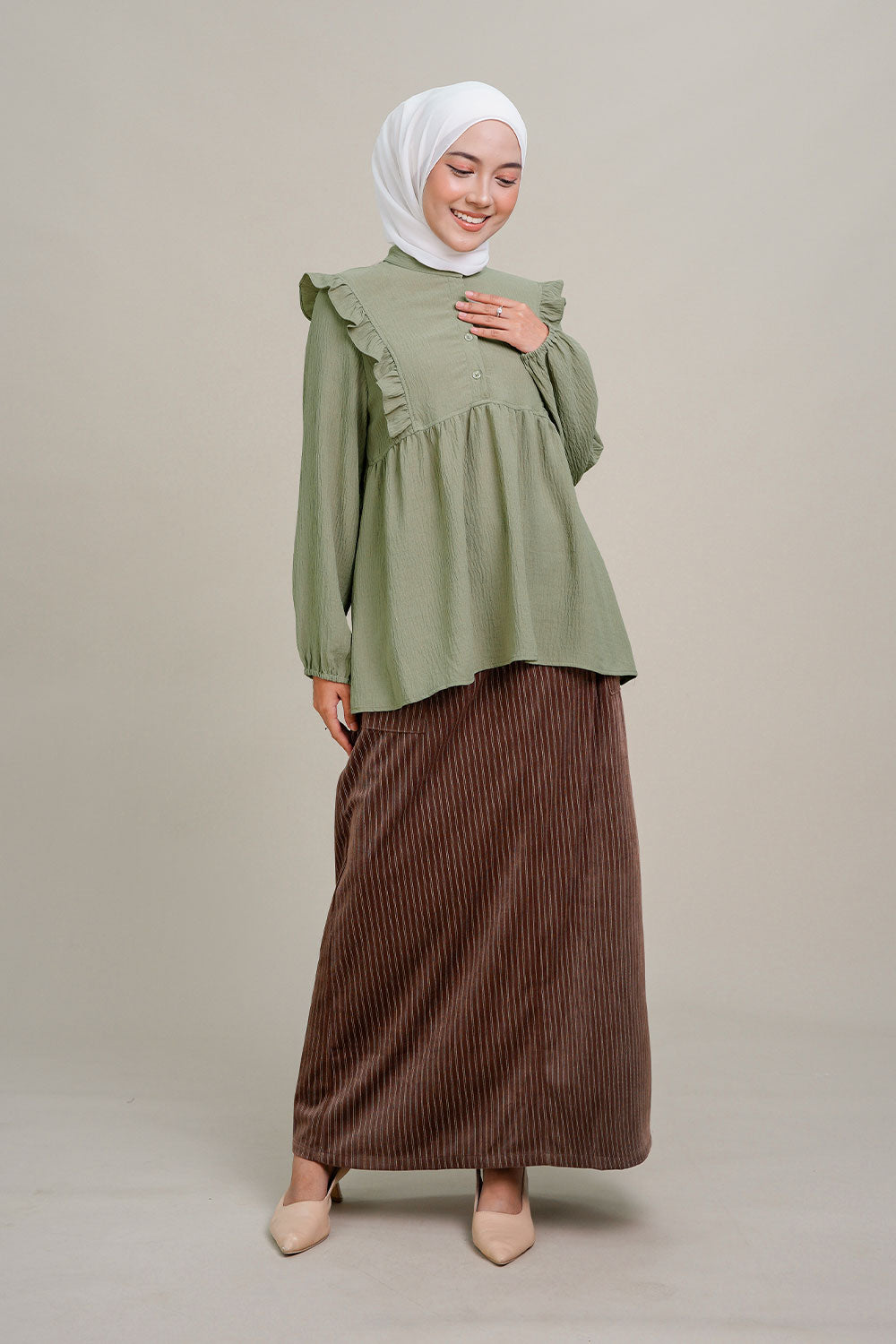 Nadia Ruffle Blouse Green