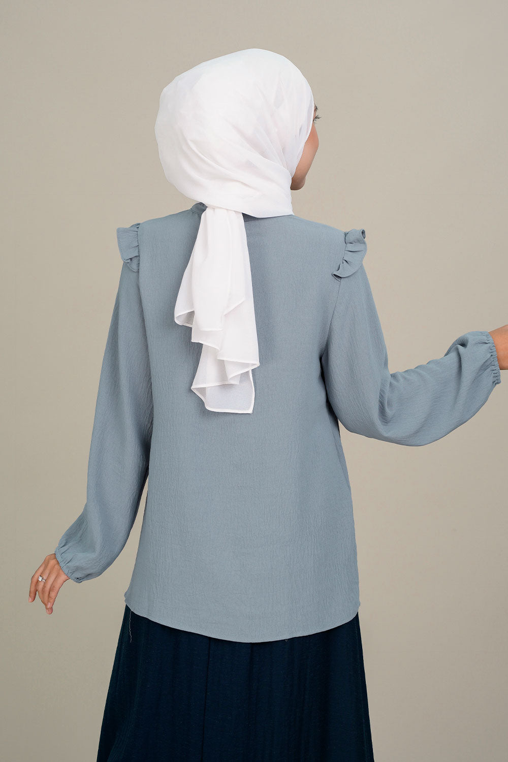 Nadia Ruffle Blouse Greyish Blue