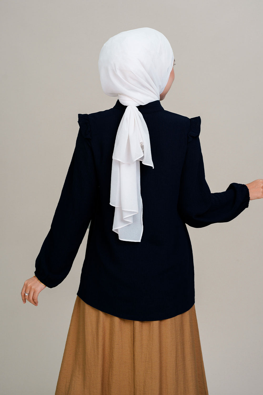 Nadia Ruffle Blouse Navy
