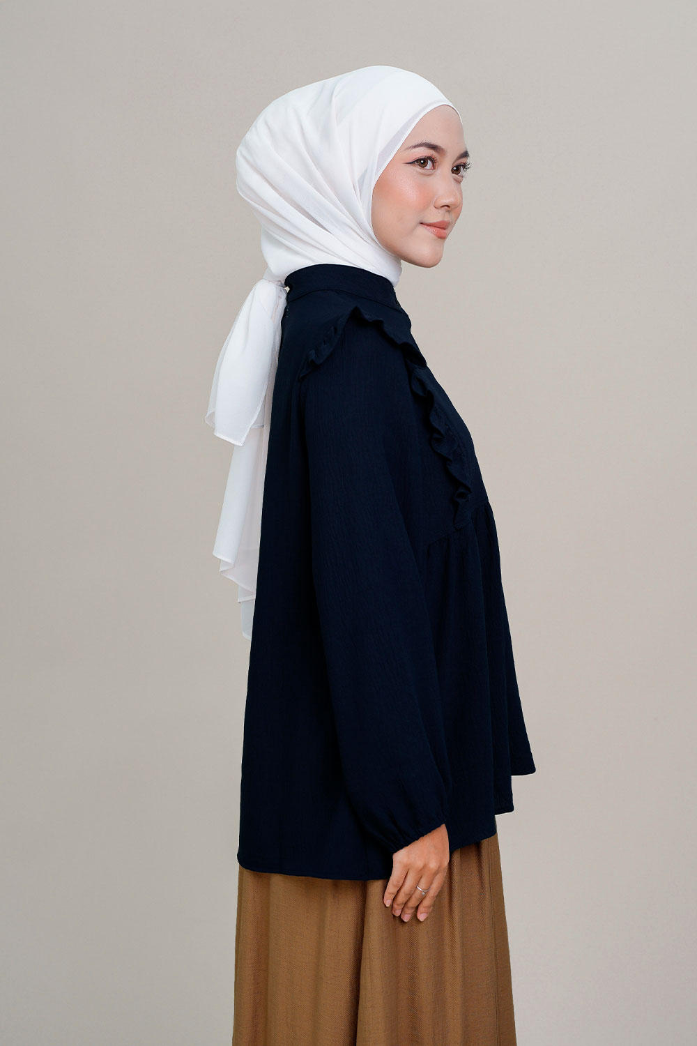 Nadia Ruffle Blouse Navy