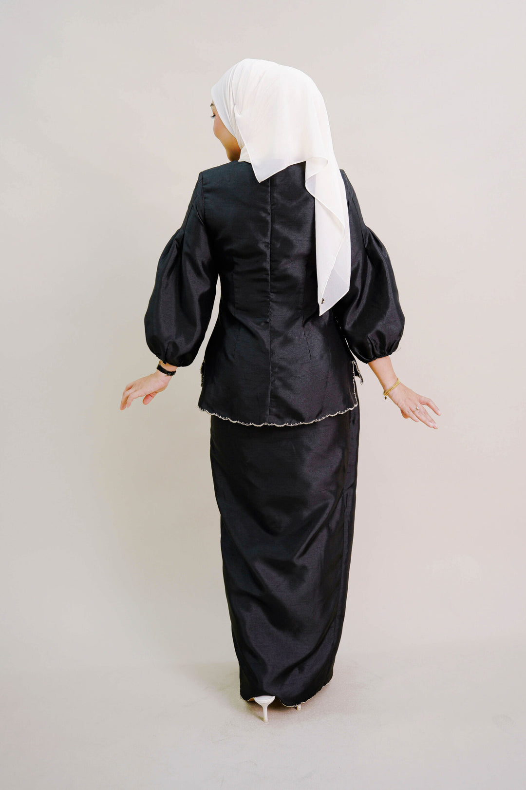 Evelyn Kurung with Embroidery in Black