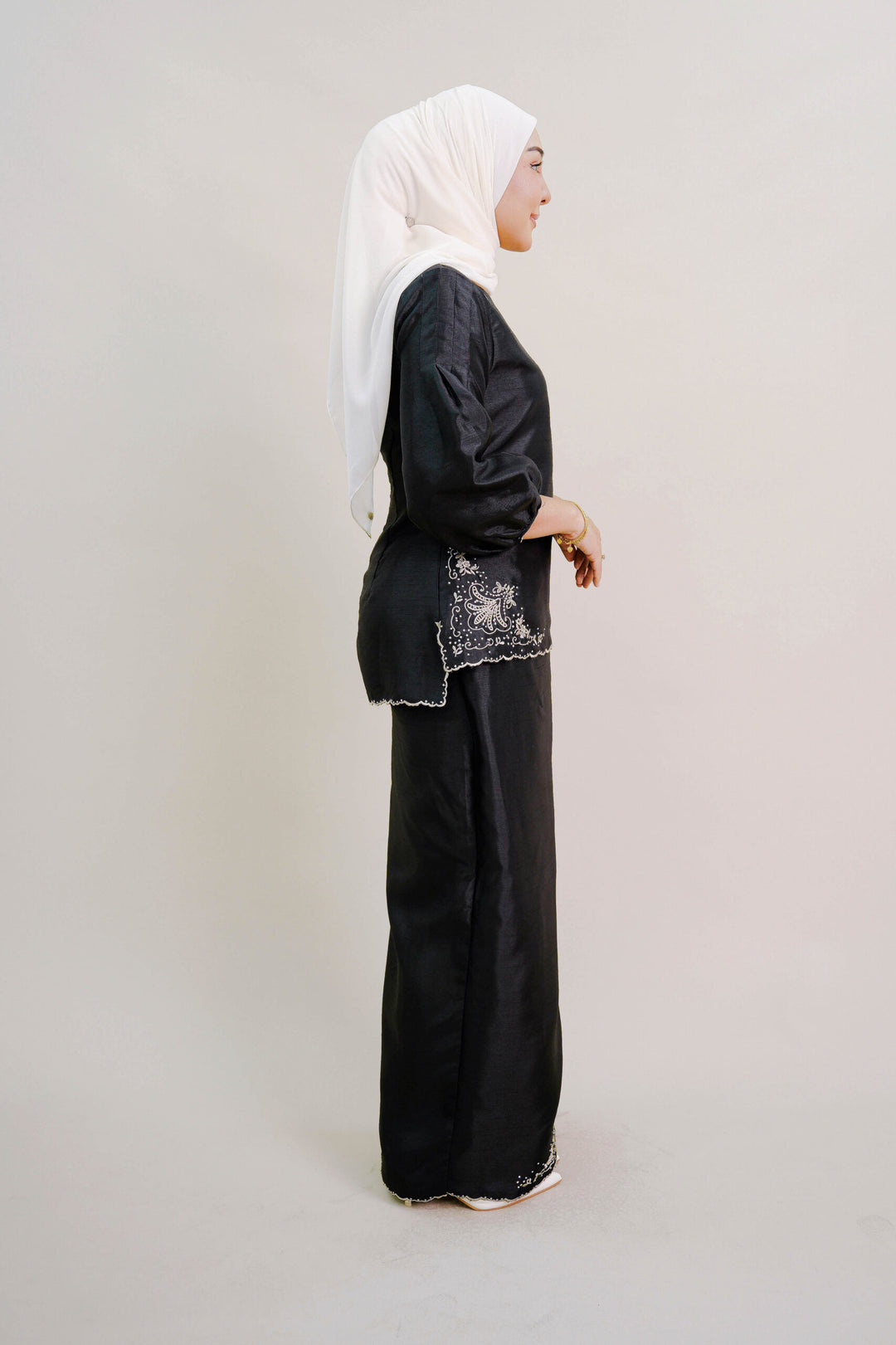 Evelyn Kurung with Embroidery in Black