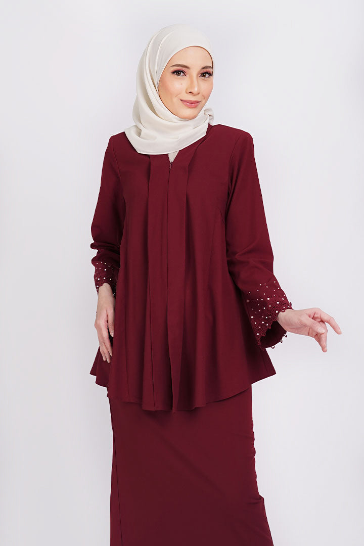 Kemboja Kebaya Maroon (XS - 5XL)