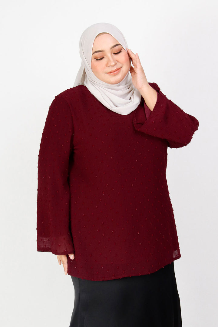 Elyana Plus Blouse Maroon