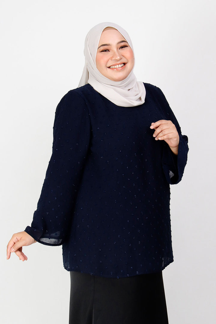 Elyana Plus Blouse Navy