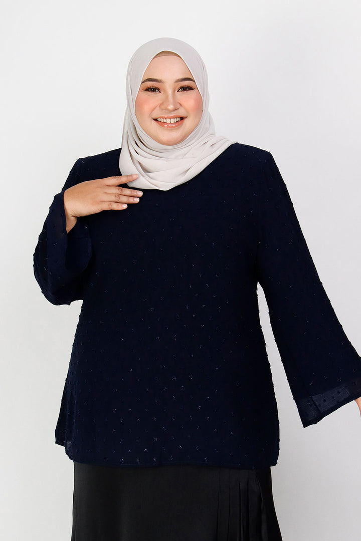 Elyana Plus Blouse Navy