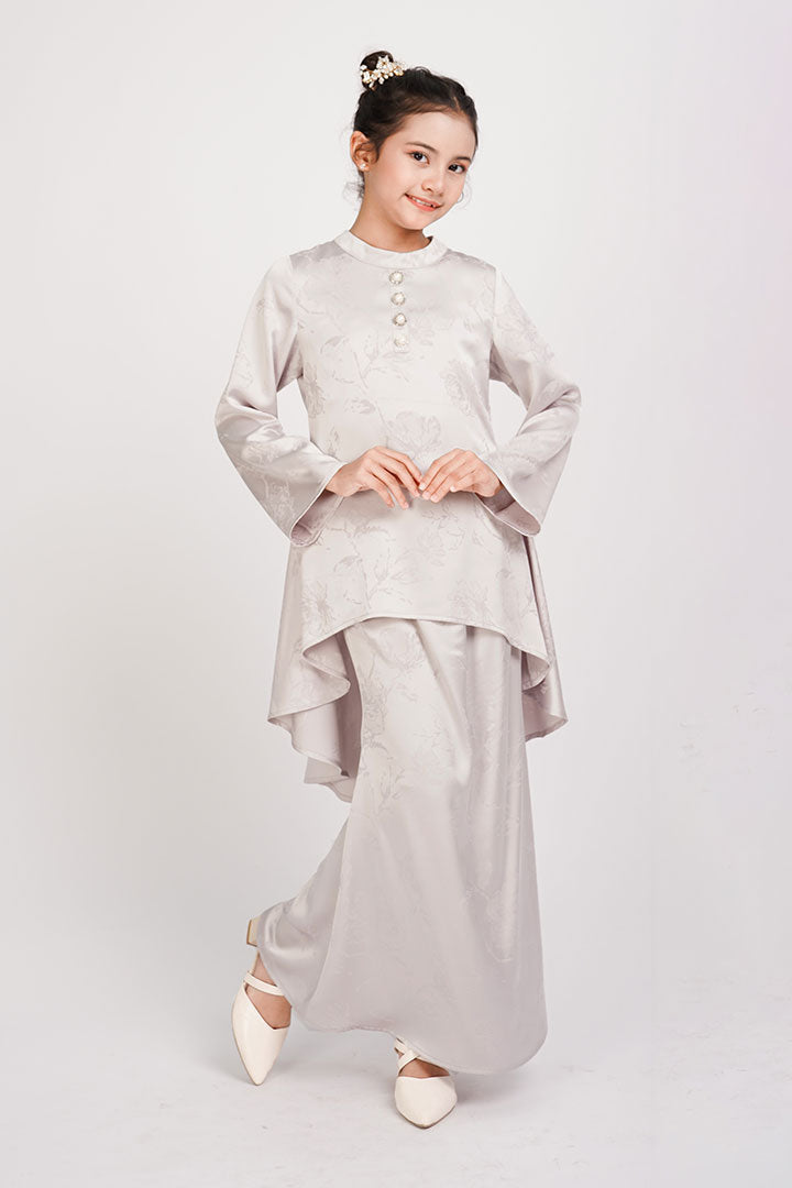 Mawar Kids Kurung Grey
