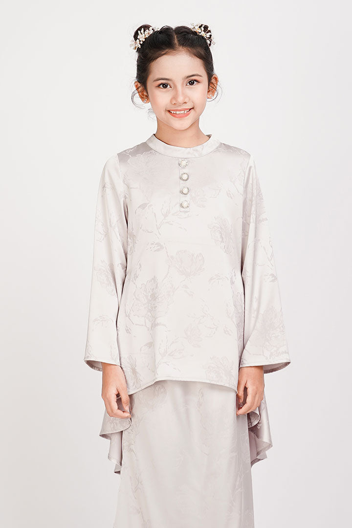 Mawar Kids Kurung Grey