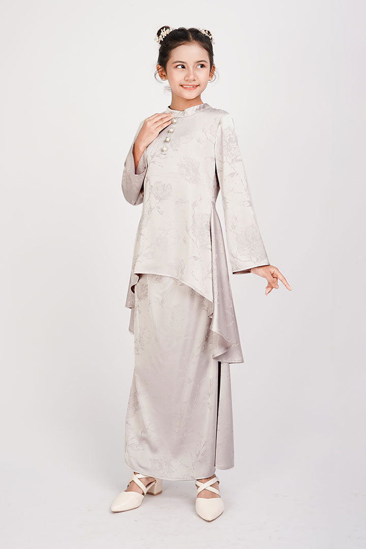 Mawar Kids Kurung Grey