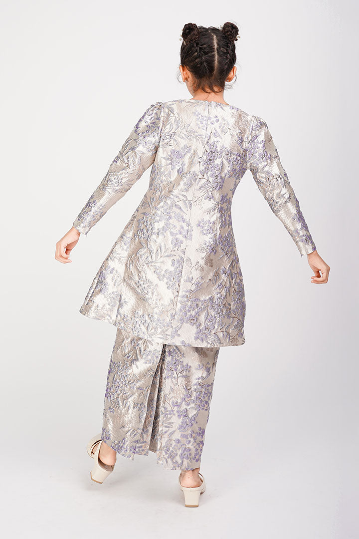 Peony Kids Kurung Brocade Blue
