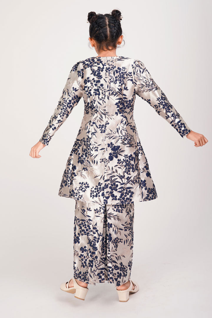 Peony Kids Kurung Brocade Navy