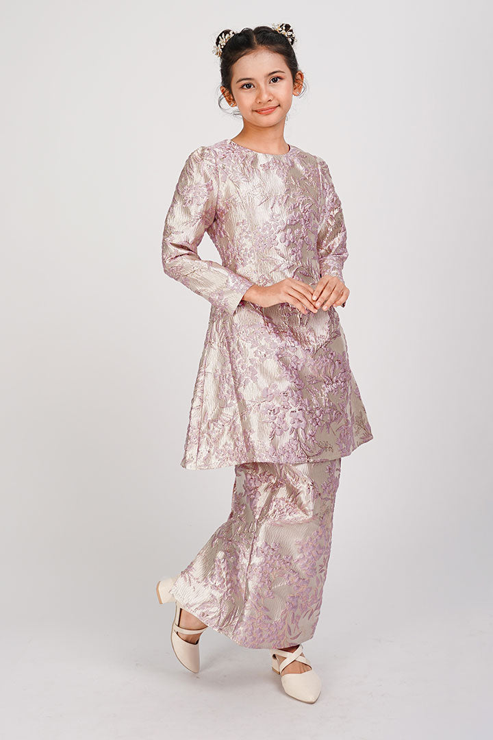 Peony Kids Kurung Brocade Pink