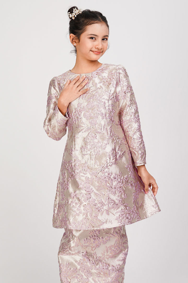 Peony Kids Kurung Brocade Pink