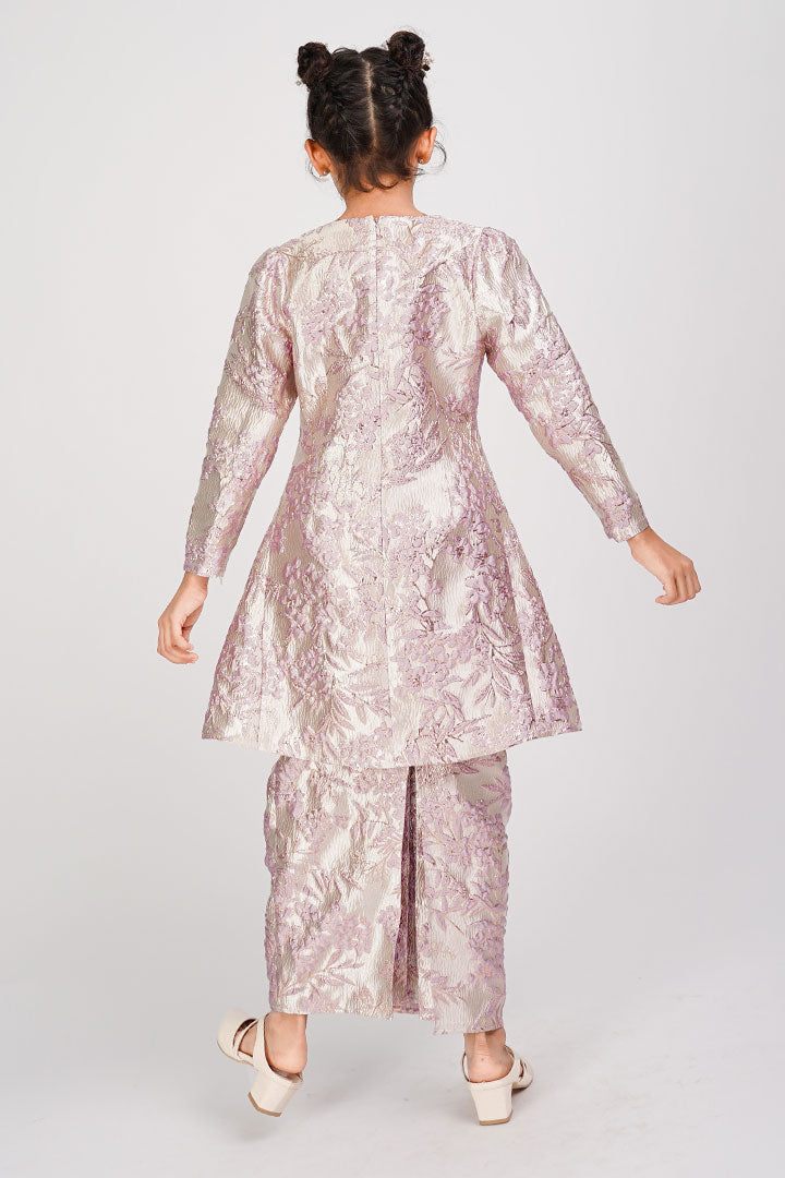 Peony Kids Kurung Brocade Pink