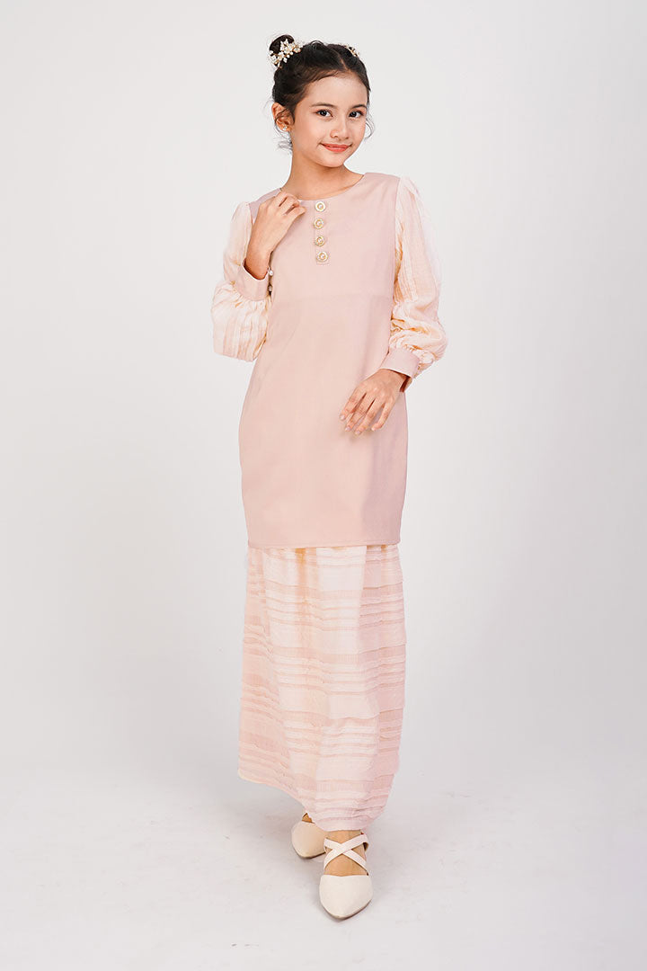 Teratai Kids Kurung Peach